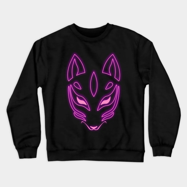 Kitsune Neon Minimalist Crewneck Sweatshirt by Thrylos Store